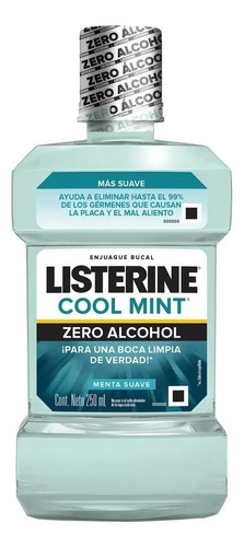 Listerine Enjuague Bucal Zero Alcohol Menta Suave X 250 Ml
