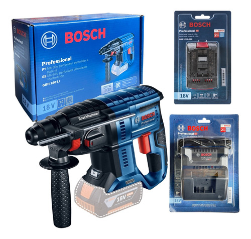 Kit Bosch Martelo Gbh 180-li + 1 Bateria 18v + Carregador