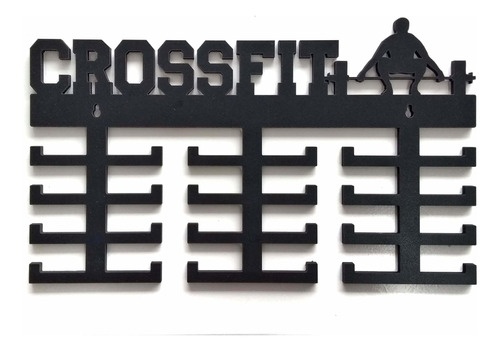 Porta Medalhas Crossfit Mdf 6mm Preto/branco 24 Med. 25x40cm