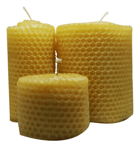 Paquete De 3 Velas En Cera Abeja De Diferentes Medidas.