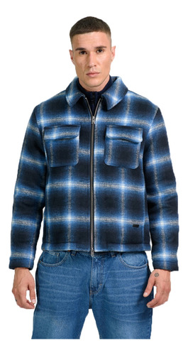 Campera Saco Paño A Cuadros Moda Hombre Mistral 70080