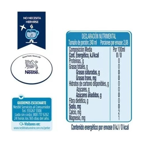 Agua Gerber Paquete Con 8 Piezas De 355 Ml C/u