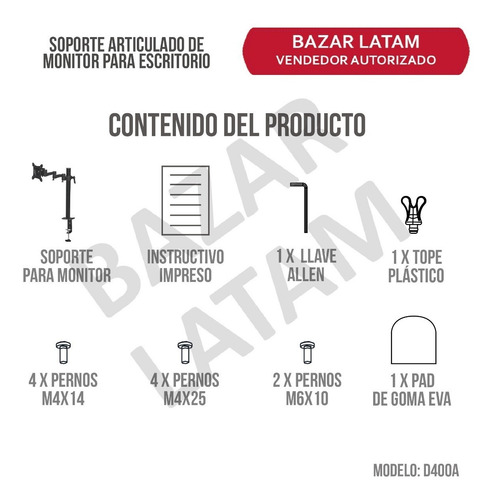 Imagen 7 de 10 de Soporte Monitor Led Escritorio Aluminio Full Motion 13 A 27