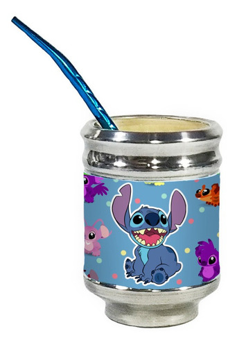 Imagen 3 de 3 de Termo Acero Inoxidable 1 L Y Mate Madera Lilo & Stitch