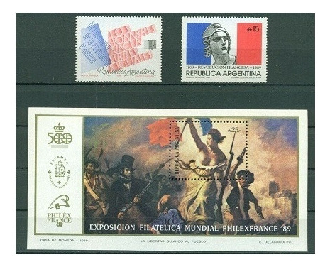 1989 Revolución Francesa - Argentina (serie Bloque) Mint