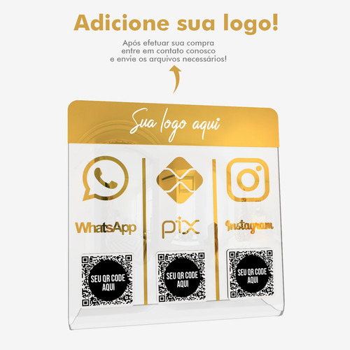 Imagem 1 de 4 de Placa Qr Code Whatsapp Pix Receber Pagamento Instagram Trans
