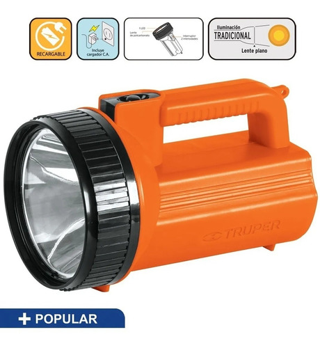 Linterna Recargable 180 Lumenes 3 Leds Truper 18017