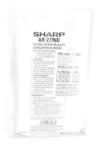 Imagen 1 de 2 de Sharp Revelador Ar271nd / Arm237 257 277 317