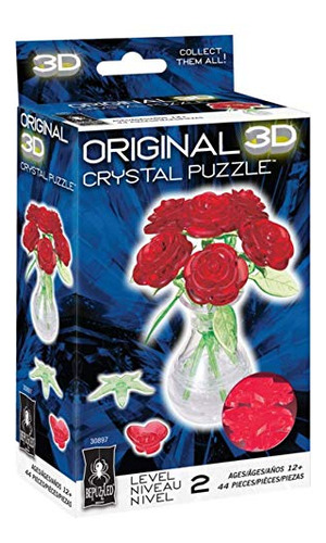 Bepuzzled Rosas Originales En 3d En Un Florero Cristal