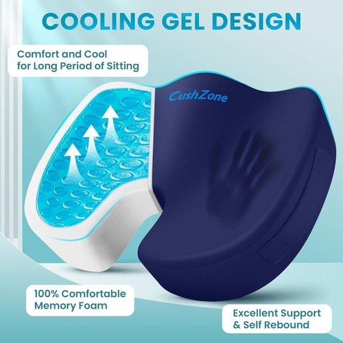 Cojín Viscoelástico Para Silla De Oficina Azul Liso