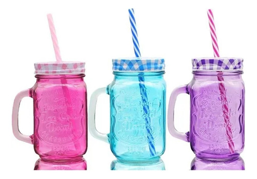 Frasco Tarro Mason Jar Colores Fiesta 470ml 12pz Combinado Colores