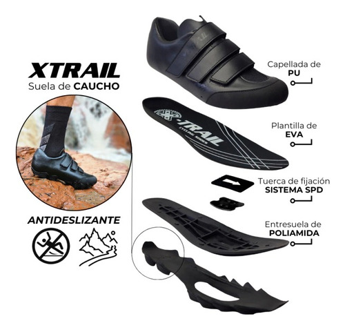 Zapatilla Ciclismo Mtb + Pedales Slp P10 + Medias Xtrail