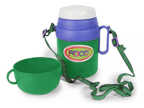 Vianda Escolar Foco De Plastico Y Acero Inoxidable 500ml. Verde