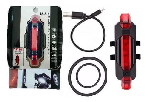 Imagen 2 de 2 de Luces Led Para Bicicleta Recargable Usb Trasera Roja
