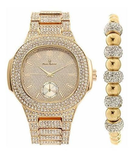 Blinged Reloj De Pulsera Para Hombre Diseño Rectangular Col