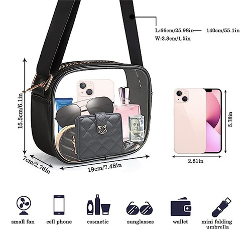 Bolso Bandolera Transparente Con Correa De Hombro Ajustable
