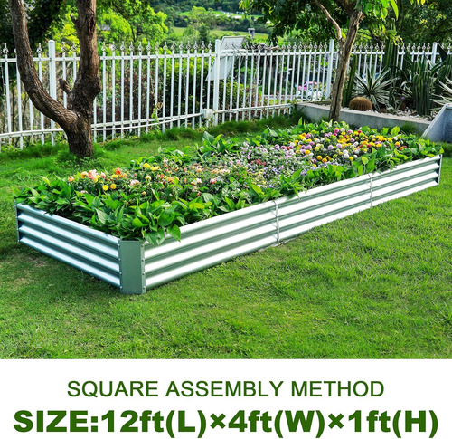 Kit Cama De Jardín Elevada Galvanizada 12x4x1 Pie - Macetas