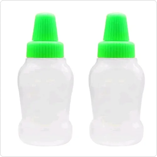 2 Mini Botellas Dispensadoras De Salsa Con Tapa Verde