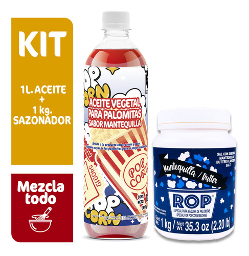 Kit Aceite Para Palomitas + Sazonador De Mantequilla