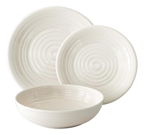 Set Vajilla Platos Melamina Playo Postre Bowl Ensaladera 13u Beige Lisa