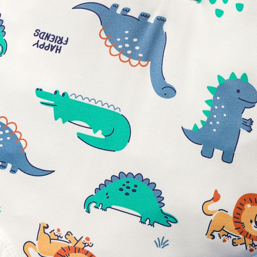 Conjunto Bebé Estilo Caballero Con Estampado De Dinosaurio Blanco 0-3 M