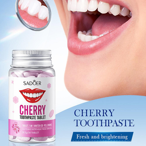 30 Tabletas/botella De Pasta De Dientes Sólida Cherry Blosso