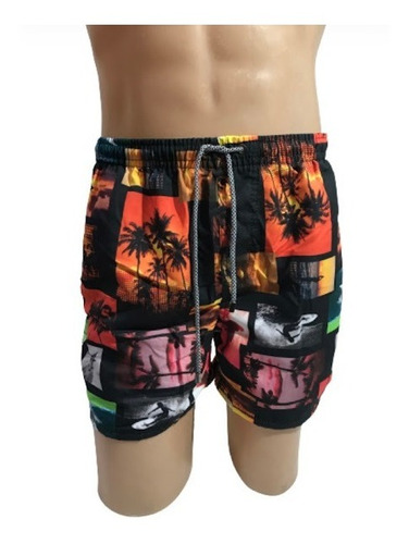 Short Baño Malla Estampada Hombre C/ Suspensor Xy 730