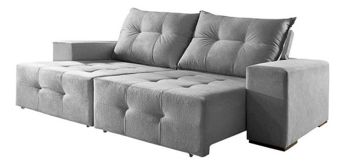 Sofá Isis 2 Lugares Retrátil Reclinável 2.10m Suede Cinza