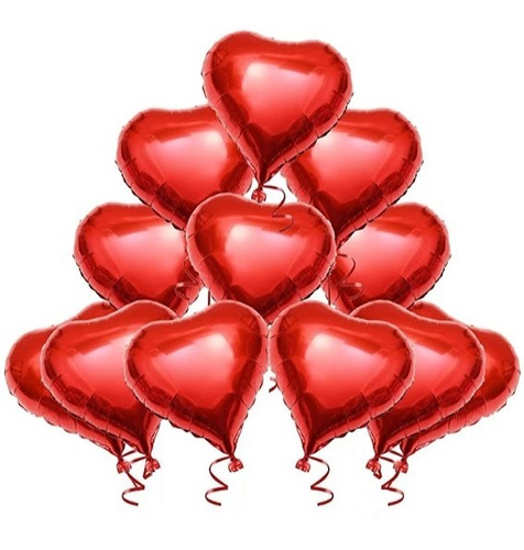 Imagen 1 de 6 de Combo Globo Corazon Rojo Enamorado San Valentin X 5 Unidades