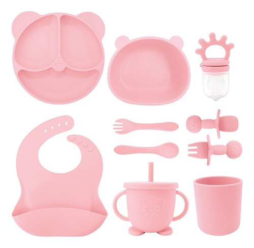 Set 10pcs Alimentación Silicona Dividida Con Ventosa Bebés