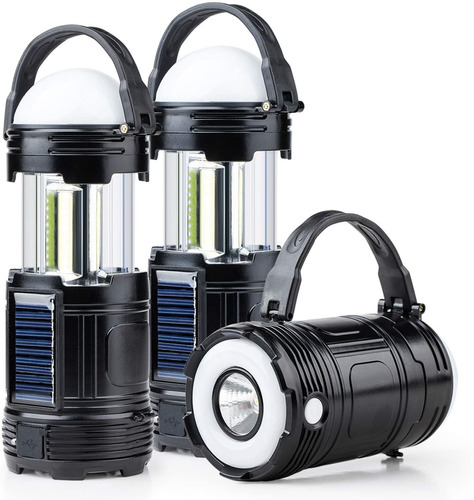 Paquete De 2 Farol Led Cob 5 En 1 Solar Recargable 3 Aa, Ma