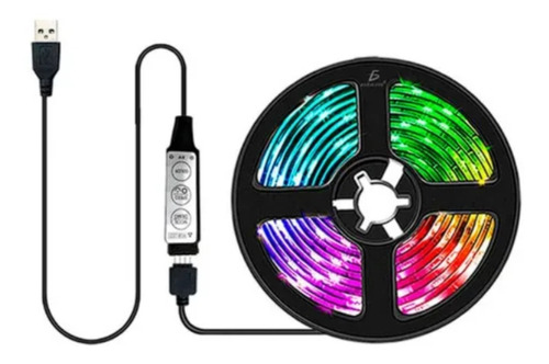 Tira Luz Led Rgb 5 Metros Con Control Multicolor