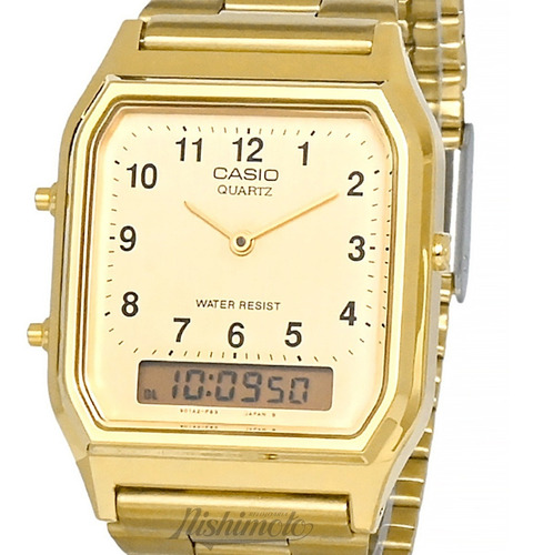 Reloj unisex Casio rectangular dorado AQ-230ga-9bmq