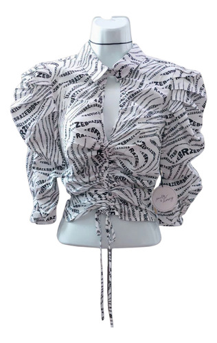 Blusa Blanca Letras Negras Zebra Mujer Talla Única