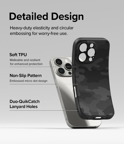 Capa De Celular Ringke Onyx Camo Preta Para iPhone 16 Pro Ma