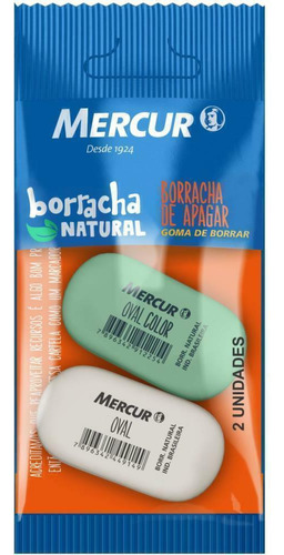 Borracha Colorida Pull Pack Oval 1 Branca E 1 Verde - Mercur