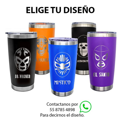 Termo Negro 500 Ml Diseño Deporte Luchas Mexicanas