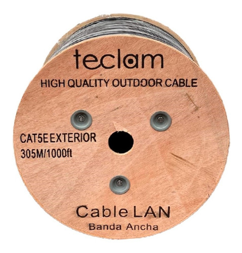 Teclam Cable Utp Cat 5e Exterior Rollo 305m Negro 50% Cobre