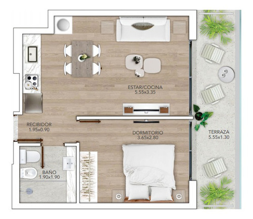 Imagen 1 de 1 de Apartamento De 1 Dormitorio En Piso 6 En Punta Carretas