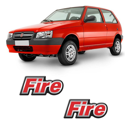 Par De Adesivos Resinados Fire Fiat Uno Mille Fire 2002/2003