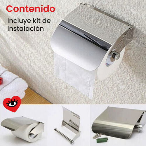 Porta Rollo Papel Higienico Baño Soporte Plateado Cromo Tapa Veoquiero