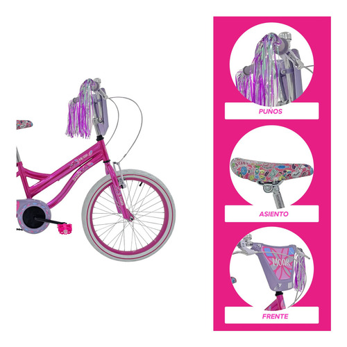 Bicicleta Infantil Monk Shaini Rodada 20 Para Niñas Color Rosa