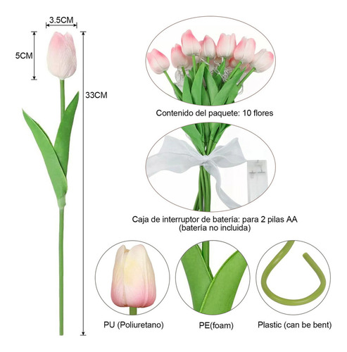 Lámpara De Tulipanes Led Luz Nocturna Con 10 Ramo