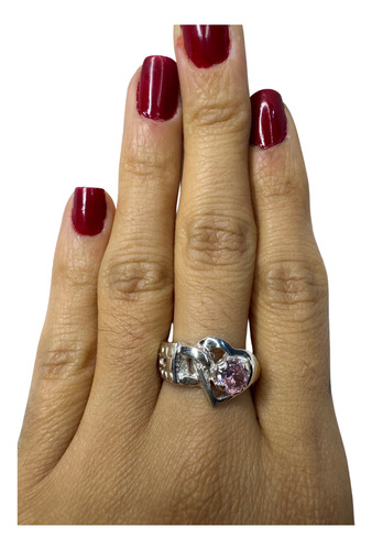 Anillo De Plata 925 Y Oro Corazón M3 Rosa Claro 24
