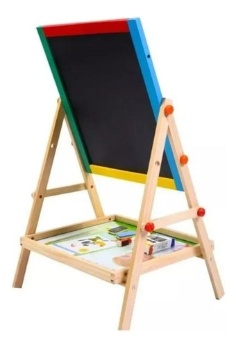 Pizarra Atril Para Niños Magnetica 2 En 1 Doble Madera Giro 180°