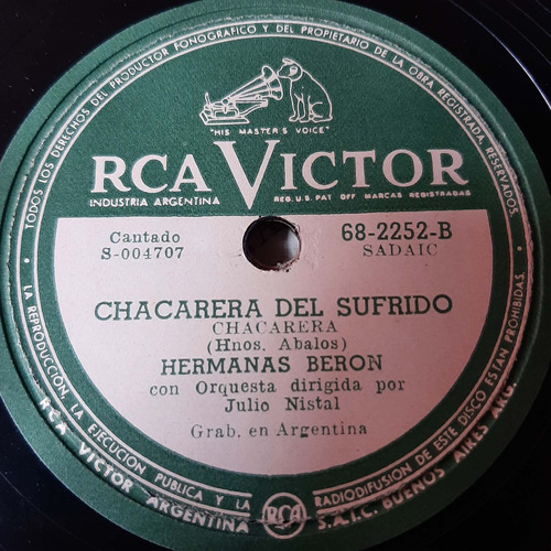 Pasta Hermanas Beron Orq Julio Nistal Rca Victor C189