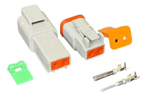 Conector Deutsch 2 Vias Dt06-2s Dt04-2p C/ Terminais Cinza