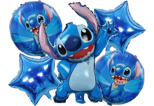 Pack 5 Globos Metalizados Lilo & Stitch