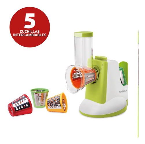 Imagen 4 de 20 de Rallador Eléctrico Peabody 5 Cuchillas + Accesorios Pe-sm326