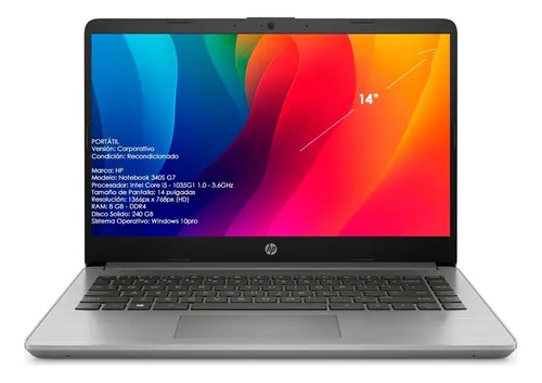 Portatil Hp I5 10th Ram 8gb Ssd 240gb Windows 11 G7 340s (Reacondicionado)